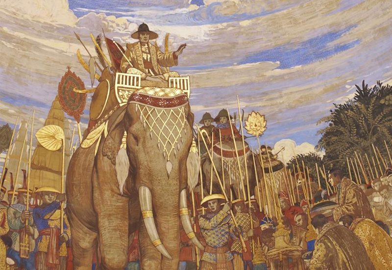 พระบาทสมเด็จพระพุทธยอดฟ้าจุฬาโลกมหาราช ครั้งดำรงพระอิสริยยศเป็นสมเด็จเจ้าพระยามหากษัตริย์ศึก โดมด้านทิศเหนือ พระที่นั่งอนันตสมาคม
