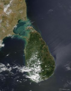 ภาพถ่ายของช่องแคบพัล์กระหว่างอินเดียและศรีลังกา (NASA)
