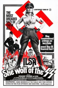 โปสเตอร์ภาพยนตร์เรือ่ง Ilsa, She Wolf of the SS โดย Don Edmonds [Public domain], via Wikimedia Commons