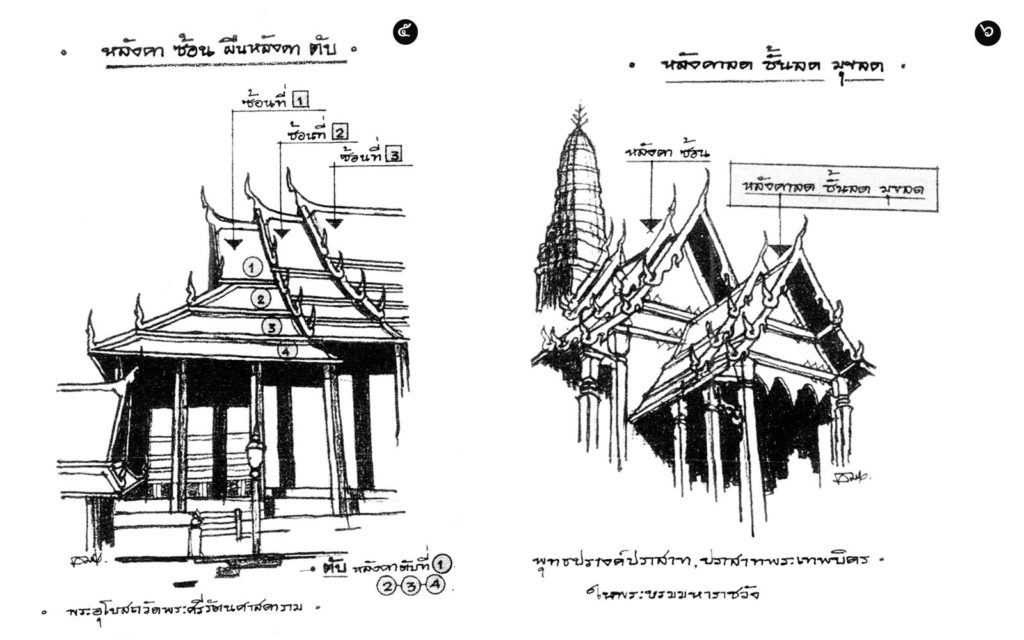 ๕ หลังคา ซ้อน - ตับ, ๖ หลังคาลด ชั้นลด มุขลด