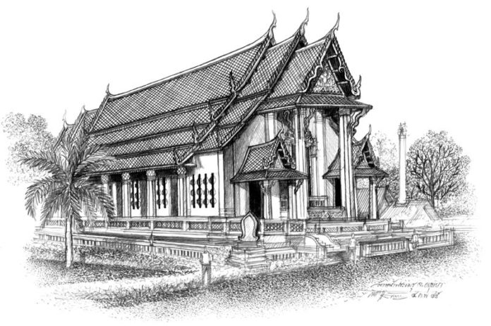 พระอุโบสถ วัดหน้าพระเมรุ ศิลปะสถาปัตยกรรมไทยแบบอย่างอยุธยายุคต้น