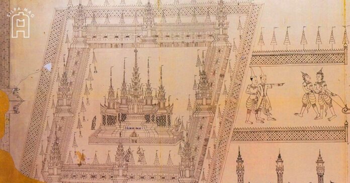 ภาพปก-ภาพลายเส้น-เมรุ ภาพลายเส้น เมรุ เมรุเผาศพ งานพระเมรุ สมเด็จพระเพทราชา