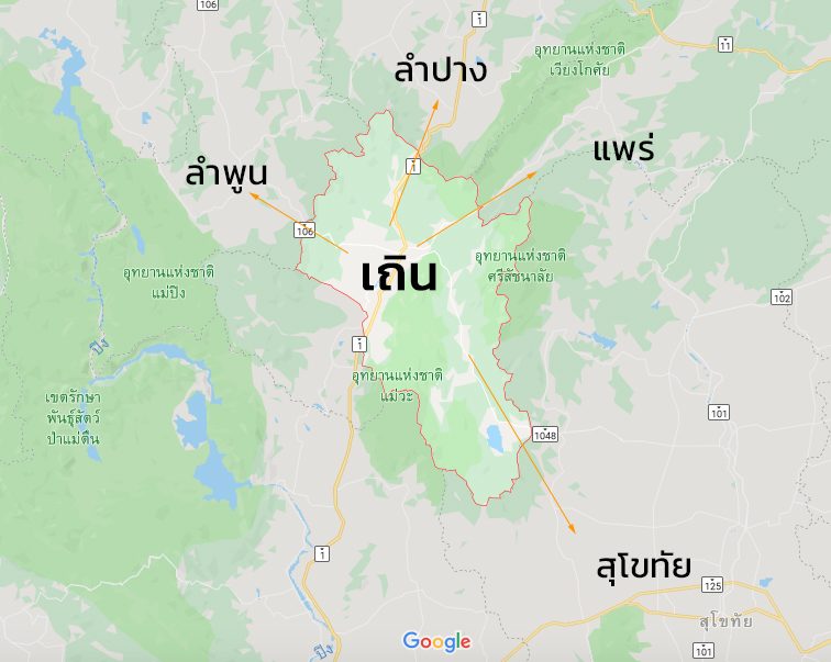 แผนที่ อำเภอ เถิน