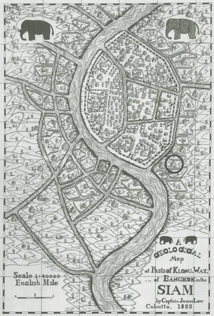 แผนที่ กรุงเทพ โดย ร้อยโท เจมส์ โลว์ พ.ศ. 2378