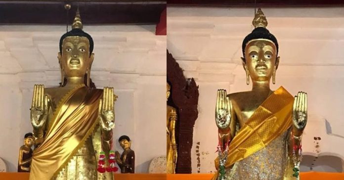 พระพิงเสาดั้ง พระพุทธรูปประทับยืนปางห้ามสมุทร