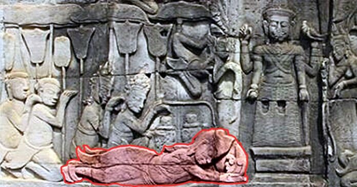 ภาพสลัก กราบ อัษฎางคประดิษฐ์ เขมร