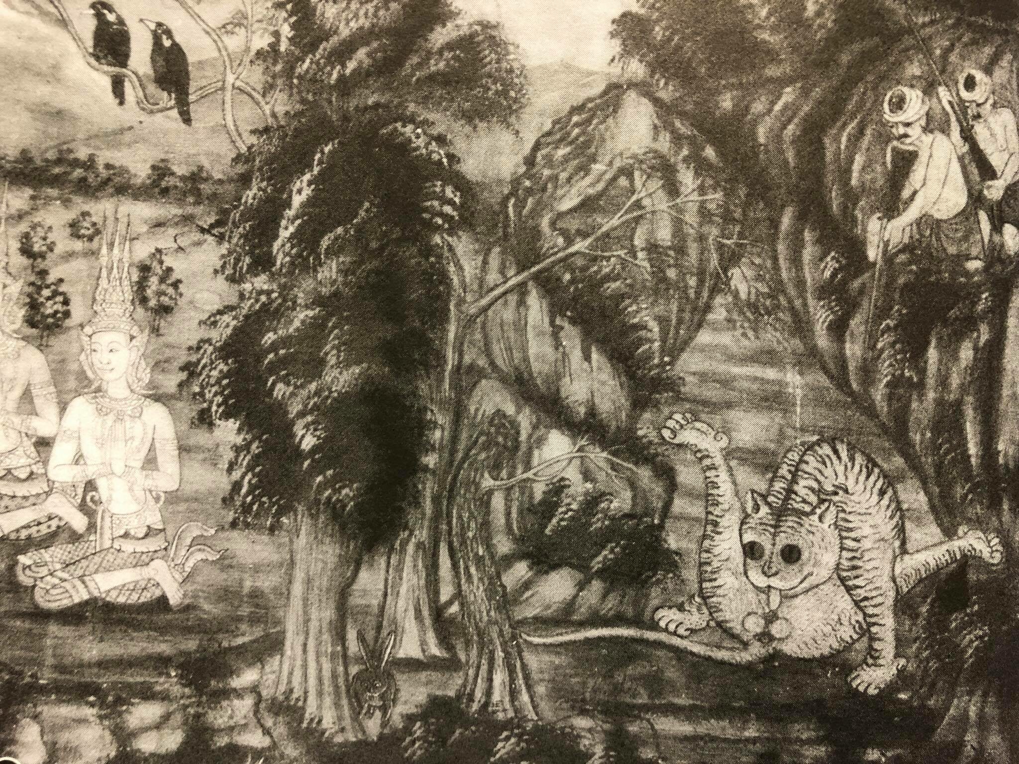 เสือ จิตรกรรม ศาลาการเปรียญ วัดจันทราวาส เพชรบุรี