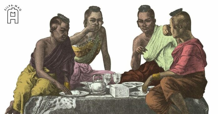 กินข้าว อาหารไทย ผู้หญิงโบราณ นั่งล้อมวง
