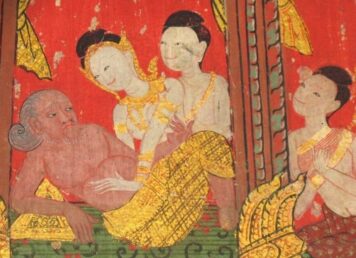 กฤษณาสอนน้องคำฉันท์ จิตรกรรมฝาผนัง พระอุโบสถ วัดดาวดึงษาราม