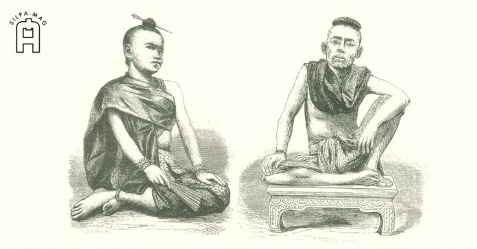 ภาพปก-ลายเส้น หญิงไทย หนังสือเล่าเรื่องกรุงสยาม คนไทย ไทย ไท คนไท