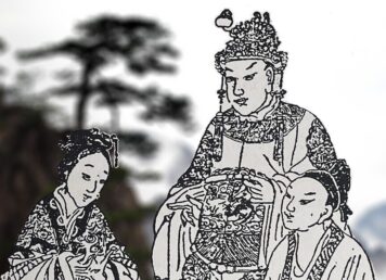 (ซ้าย) นางเอียนสี ในสามก๊ก แม่หม้ายที่โจผี แต่งเป็นภรรยาเอก (กลาง) โจผี (ขวา) โจสิด ประกอบเรื่อง หญิงบริสุทธิ์