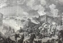 กวางตุ้ง เมืองชายทะเล จีนเรือรบ อังกฤษ ถล่ม สงครามฝิ่นครั้งที่ 2