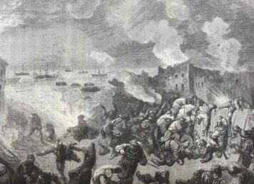กวางตุ้ง เมืองชายทะเล จีนเรือรบ อังกฤษ ถล่ม สงครามฝิ่นครั้งที่ 2