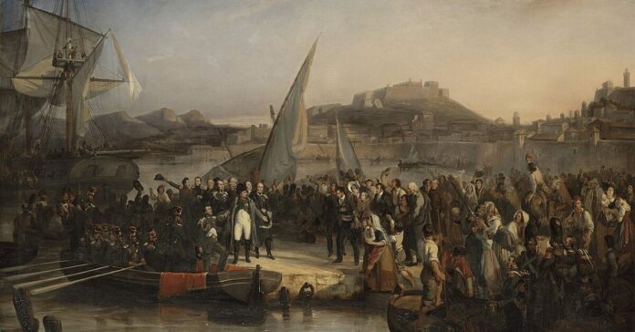 Napoleon leaving Elba, painted by Joseph Beaume