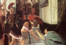 Proclaiming Claudius Emperor by Lawrence Alma-Tadema องครักษ์ เปรโตเรียน อัญเชิญ คลอดิอุส เป็นจักรพรรดิ