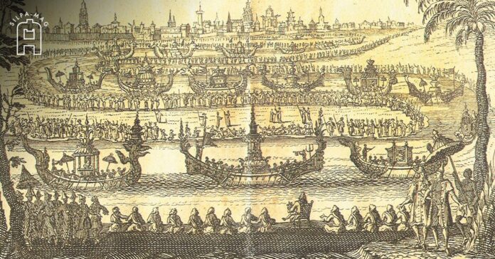 ภาพปก-อยุธยา ภาพลายเส้น เรือ สมัย อยุธยา กระบวนพยุหยาตราทางชลมารค
