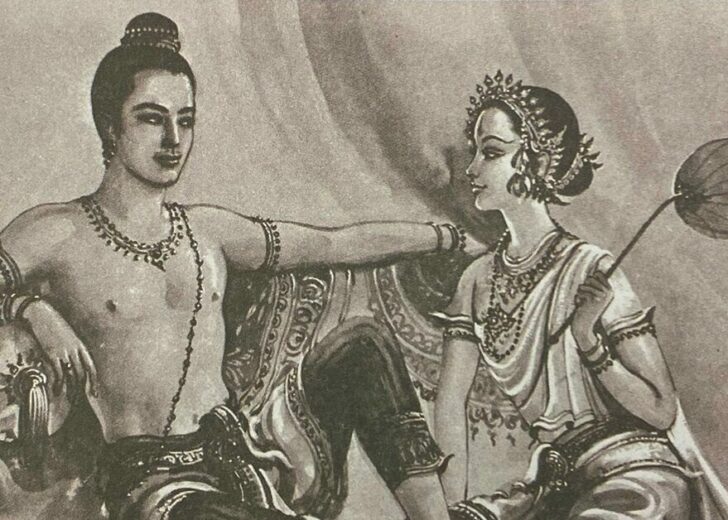ภาพวาด พระลักษณวงศ์ และ พราหมณ์เกสร หรือ นางทิพเกรส จาก วรรณคดี ลักษณวงศ์