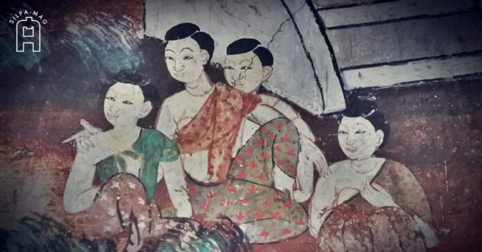 สาวๆ จิตรกรรมฝาผนัง พระอุโบสถวัดกำแพงบางจาก คลองบางหลวง