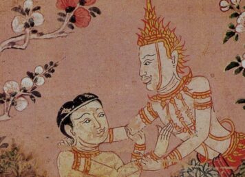 ภาพ จิตรกรรม สมัยอยุธยา จากหนังสือ สมุดข่อย จัดพิมพ์โดย โครงการสืบสานมรดกวัฒนธรรมไทย พ.ศ. 2542