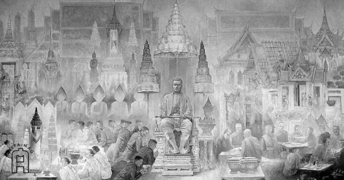 ภาพเขียน พระบาทสมเด็จพระพุทธยอดฟ้าจุฬาโลกมหาราช ต้นราชวงศ์จักรี อาจารย์พิชัย นิรันต์ อาคารรัฐสภา