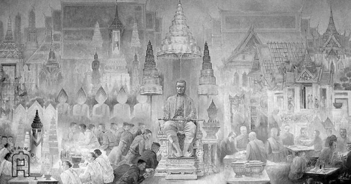 ภาพปก - ต้นราชวงศ์จักรี ภาพเขียน พระบาทสมเด็จพระพุทธยอดฟ้าจุฬาโลกมหาราช ต้นราชวงศ์จักรี อาจารย์พิชัย นิรันต์ อาคารรัฐสภา
