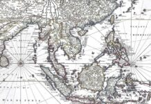 แผนที่โลก บริเวณอินเดีย เอเชียตะวันออกเฉียงใต้ อินโดนีเซีย