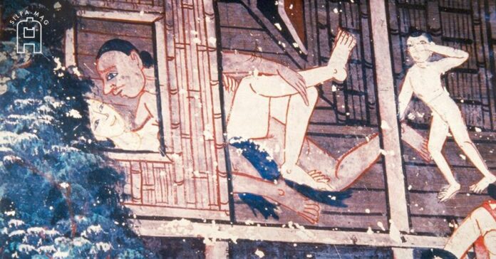 ภาพจิตรกรรมเชิงสังวาส วัดหนองยาวสูง ผูกนิพานโลกีย์