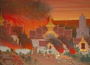 จิตรกรรมฝาผนัง เผา อยุธยา เสียกรุงครั้งที่ 2 พระเจ้าเอกทัศ ราชวงศ์ บ้านพลูหลวง