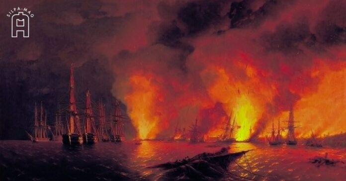 Cover กองทัพเรือ รัสเซีย บดขยี้กองทัพเรือ ออตโตมัน ที่เมือง Sinop ช่วงต้น ของ สงครามไครเมีย