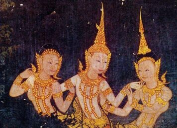 จิตรกรรม ผู้หญิง สตรี เล่นเพื่อน นางนพมาศ ตำรับท้าวศรีจุฬาลักษณ์
