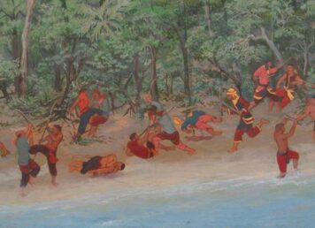 จิตรกรรมฝาผนัง วีรกรรม ขุนรองปลัดชู วาด โดย ปรีชา เถาทอง เรื่องราวของขุนรองปลัดชู