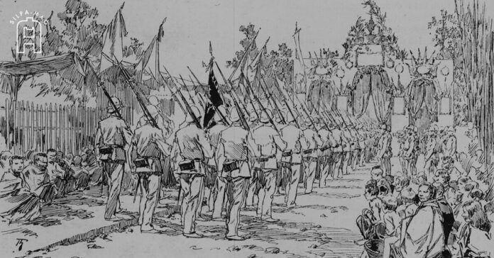 กองทหารไทย กองกำลังฝรั่งเศส เดินแถว สู่เมืองหลวงพระบาง สงครามปราบฮ่อ