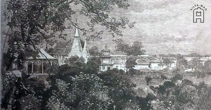 Cover photo ภาพพิมพ์ลายเส้น THE ROYAL GARDEN,SIAM พระราชอุทยานสราญรมย์ วัดราชประดิษฐสถิตมหาสีมาราม พระหารหลวง ปาสาณเจดีย์ พระปรางค์เขมร ตำหนัก สมเด็จพระสังฆราช