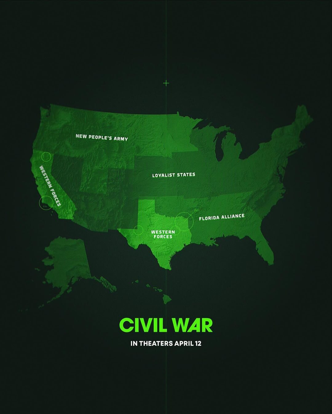 แผนที่ สงครามกลางเมืองสหรัฐอเมริกา ภาพยนตร์Civil war ค่าย A24
