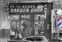 ร้านตัดผม มี baber pole Barber pole ร้านตัดผม