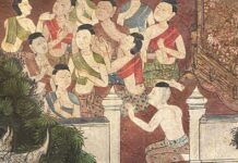 จิตรกรรม ฝาผนัง วัดสุทัศน์ ผู้หญิง นางใน ฝรั่งไล่จับหนู