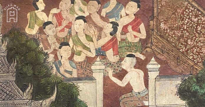 จิตรกรรม ฝาผนัง วัดสุทัศน์ ผู้หญิง นางใน ฝรั่งไล่จับหนู