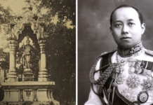 (ซ้าย) ท้าววหิรัญพนาสูร ศาลหลังโรงพยาบาลพระมงกุฎเกล้า (ขวา) พระบาทสมเด็จพระมงกุฎเกล้าเจ้าอยู่หัว ตำนานท้าวหิรัญพนาสูร