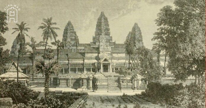 ปราสาทนครวัด เมืองพระนคร ส่วนหนึ่งใน เพลงชาติกัมพูชา