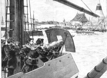 เรือรบฝรั่งเศส ปากน้ำเจ้าพระยา เล็งปืนใหญ่ เข้าหา พระสมุทรเจดีย์ ประกอบเรื่อง 3 ล้านฟรังก์