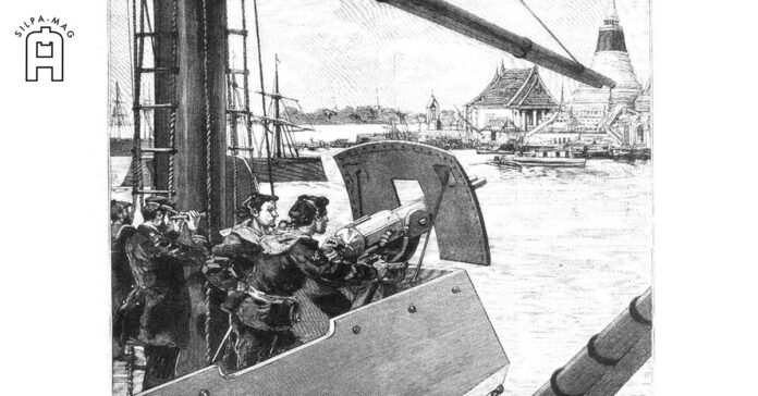 Cover photo เรือรบฝรั่งเศส ปากน้ำเจ้าพระยา เล็งปืนใหญ่ เข้าหา พระสมุทรเจดีย์ ประกอบเรื่อง 3 ล้านฟรังก์