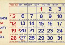 ปฏิทินเดือนมกราคม 2484 ประกอบเรื่อง 5 จังหวัดภาคใต้