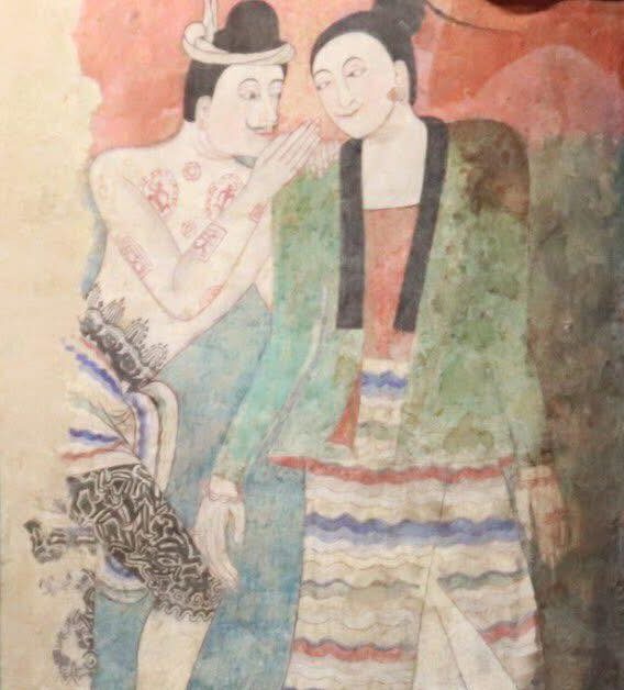 ลาวพุงขาว และ ลาวพุงดำ ภาพวาด วัดภูมินทร์