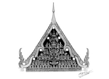 หน้าบันพระอุโบสถ ศิลปกรรมไทย ประกอบเรื่อง ช่อฟ้า ใบระกา หางหงส์