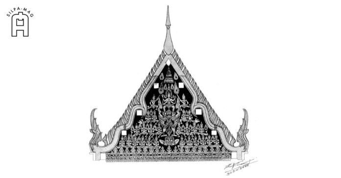 Cover photo หน้าบันพระอุโบสถ ศิลปกรรมไทย ประกอบเรื่อง ช่อฟ้า ใบระกา หางหงส์