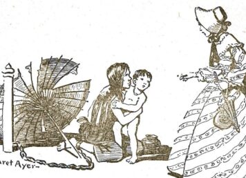 ภาพวาด แหม่มแอนนา Anna and the King of Siam พบกับ นางละออ และลูก ซึ่งเป็น ทาส เจ้านายสตรีสมัยรัชกาลที่ 4