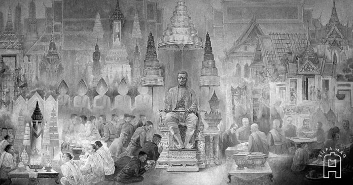 Cover photo ภาพเขียนพระบาทสมเด็จพระพุทธยอดฟ้าจุฬาโลกมหาราชโปรดเกล้าฯ ให้สร้างพระนครและพระบรมมหาราชวังขึ้นทางฟากตรงข้ามกับกรุงธนบุรี เขียนโดย อาจารย์พิชัย นิรันต์ ปัจจุบันภาพนี้อยู่ที่อาคารรัฐสภา ประกอบเรื่อง กลียุคปลายกรุงธนบุรี