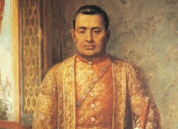 พระบรมสาทิสลักษณ์ พระบาทสมเด็จพระนั่งเกล้าเจ้าอยู่หัว รัชกาลที่ 3 ประกอบเรื่อง พระสงฆ์ห่มแหวก พระเจ้าลูกยาเธอในรัชกาลที่ 3