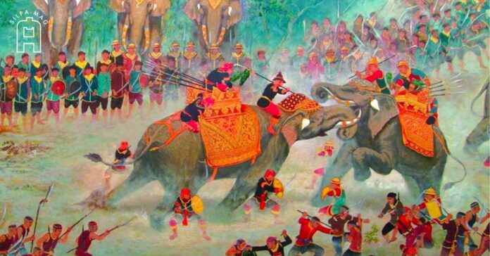 วันยุทธหัตถี สมเด็จพระนเรศวรมหาราช พระนเรศวร ใน สงครามยุทธหัตถี ชนช้าง ไทย พม่า กรุงศรีอยุธยา 18 มกราคม