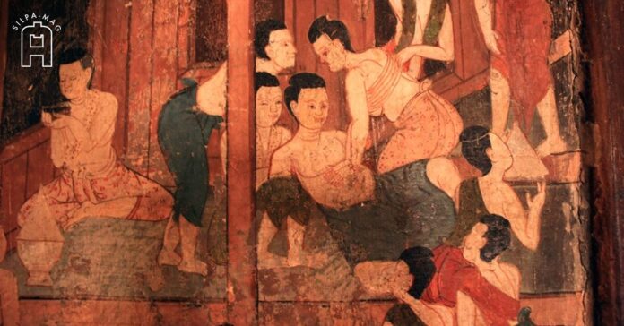 Cover photo ทำคลอดของไทยโบราณ จิตรกรรมจากผนังอุโบสถ วัดมหาสมณาราม จังหวัดเพชรบุรี ประกอบเรื่อง อาหารการกิน อาหารของคนท้อง